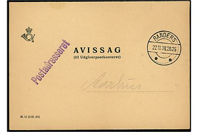 Avissag - M.11 (5-35 A6) - med brotype IId Randers ** d. 22.11.1938 til Aarhus.