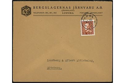 15 öre Gustaf på brev fra Ludvika annulleret med bureaustempel PKP 54 *C* (= Falun-Daglösen-KIl) d. 22.10.1937 til Göteborg.