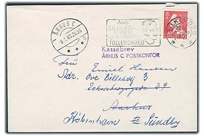 30 øre Fr. IX på brev fra Silkeborg d. 6.1.1963 til Århus. Privat omadresseret til København. Violet stempel: Kassebrev / Århus C Postkontor.