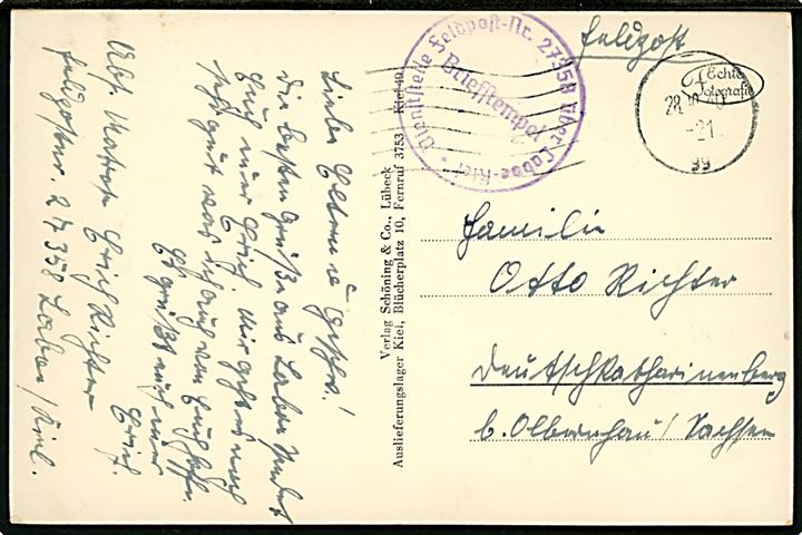 Grille, tysk aviso. Anvendt som ufrankeret feltpost brevkort d. 28.10.1940 fra feldpost no. 27358 (= 3. Kompanie Marine-Flak-Abteilung 261).