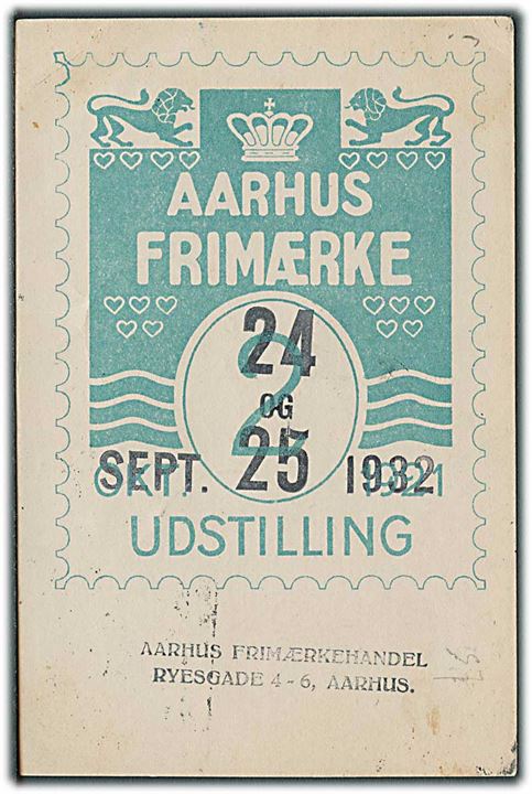 5 øre Bølgelinie og 15 øre Luftpost på luftpost brevkort annulleret med særstempel Aarhus Philatelistklub Luftpost Aarhus - København d. 26.9.1932 til København.