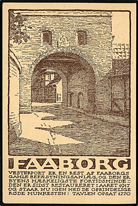 Faaborg. Vesterport tegnet af Hans Rasmussen. K. Styrbæk no. 1.