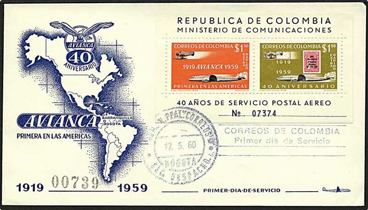 Luftpostbrev fra Colombia d. 17.5.1960.