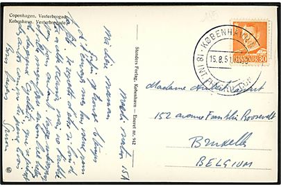 30 øre Fr. IX på brevkort (Cykler i København) annulleret med særstempel København N 18. Int. Physiol. Congress d. 15.8.1950 til Bruxelles, Belgien. 
