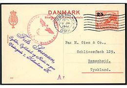 25/20 øre provisorisk helsagsbrevkort (fabr. 133) fra København d. 19.6.1941 til Remscheid, Tyskland. Tysk censur fra Hamburg.