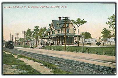 C. R. R. of N. J. Station, Perth Amboy, New Jersey. Souvenir Post Card Co., New York no. 23343.