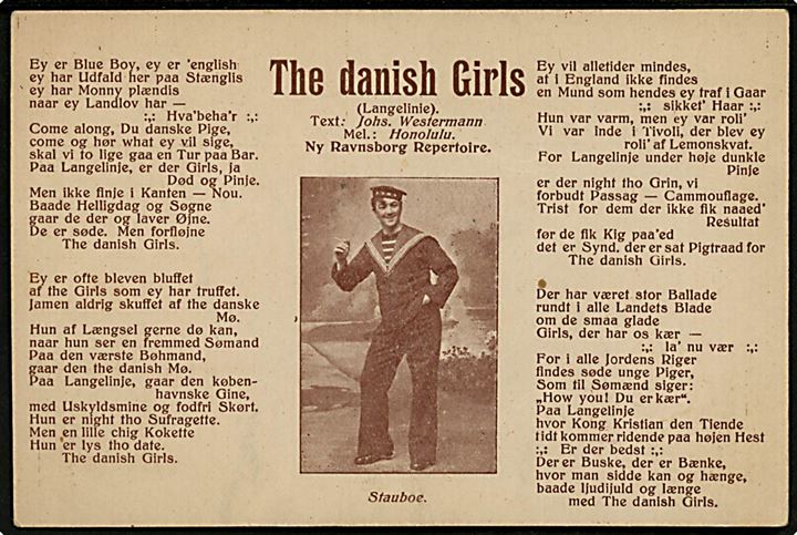 The Danish Girls. Visekort fra Ny Ravnsborg Repertoire. Forbindelse til de massive britiske flådebesøg i København  i 1919. No. 50.