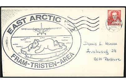 2,80 kr. Margrethe på brev stemplet Bagsværd d. 27.5.1986 til Rødovre. Sidestemplet med stort ekspeditionsstempel: EAST ARCTIC '82 FRAM-TRISTEN-AREA. Uklart hvordan kuverten er blevet benyttet.