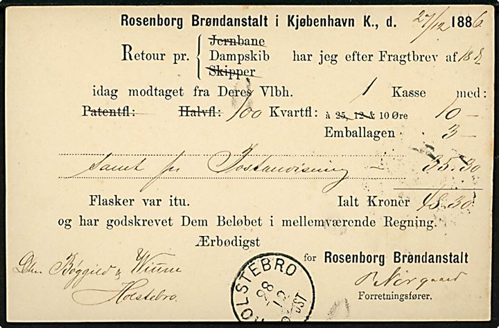 4 øre helsagsbrevkort opfrankeret med 4 øre Tofarvet annulleret lapidar Kjøbenhavn KB d. 27.12.1886 til Holstebro.
