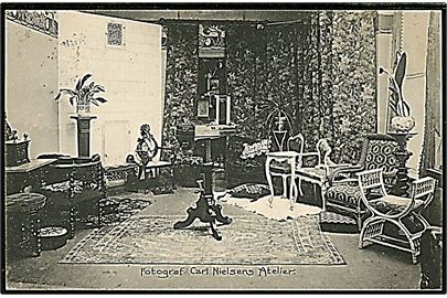 Fredericia, Gothersgade 19, Fotograf Carl Nielsen's Atelier. Frankeret med 2 øre Bølgelinie og sendt som lokal tryksag i Fredericia d. 1.12.1913.