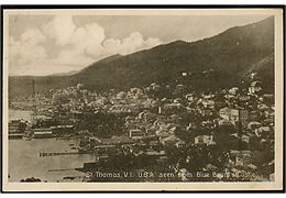 St. Thomas, V.I. USA seen from Blue Beard's Castle. Stenders / A. H. Riise u/no. Frankeret med amerikansk 1 c. og 3 c. stemplet Saint Thomas V.I. d. 4.3.1927.