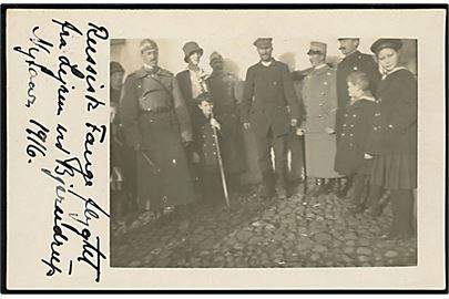 Lunderskov, russisk krigsfange fra lejren i Bjerndrup flygtet til Danmark nytår 1916. Fotokort u/no anvendt af militærperson i Lunderskov d. 19.2.1916.