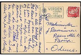 30 øre Fr. IX på brevkort annulleret med TMS Verden forenet mod malariaen / København OMK.17 d. 16.4.1962 til Odense.