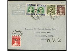 4,80 Baht blandingsfrankeret luftpostbrev fra Bangkok d. 8.5.1951 til København, Danmark. Sort stempel: A.V.2.