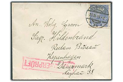 25 h Franz Joseph på brev fra Wien d. 25.11.1914 til København, Danmark. Østrigsk censur.
