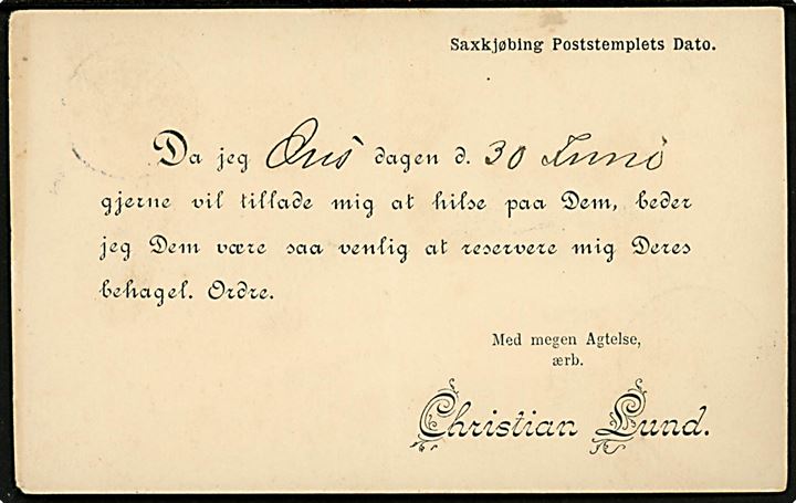 4 øre Tofarvet single på tryksagskort fra Maribo d. 28.6.1896 via Nykjøbing F. til Guldborg pr. Nørre Alslev.