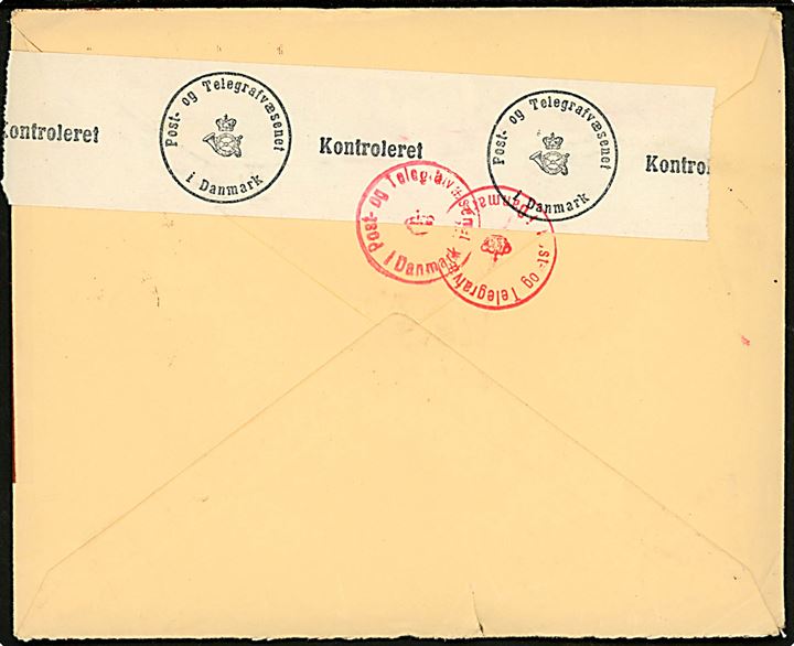 20 øre Chr. X på brev fra handelsgartner Chr. Kyhn i Rønne d. 28.12.1943 til Ystad, Sverige. Åbnet af dansk censur.