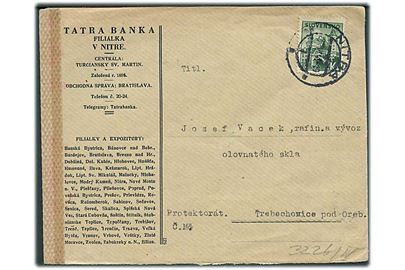 Slovakiet. 2 kr. Bojnice single på brev fra Nitra d. 23.8.1943 til Trebechovice, Prot. Böhmen-Mähren. Åbnet af tysk censur i Wien.