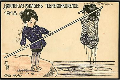Orla Muff. Børnehjælpsdagens Tegnekonkurence 1918. Orla 14 år! Kruckow & Waldorff u/no.