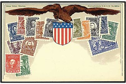 Frimærke postkort med mærker fra USA. No. 222744.