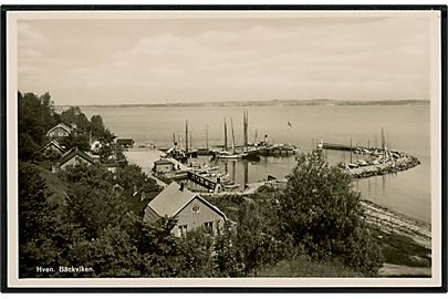 Hven, Bäckviken med havn og skibe. A. Eliasson no. 11751.