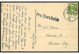 15 øre Fr. IX på brevkort dateret i Allinge annulleret København d. 10.7.1950 og sidestemplet Fra Bornholm til Søborg.