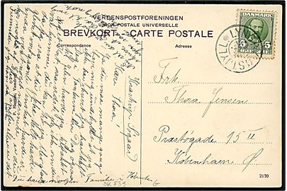 5 øre Fr. VIII på brevkort annulleret med stjernestempel LYNGBY ØSTJYLL. til København.