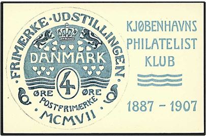 Frimærke postkort. Kjøbenhavns Philatelist Klub 20 års jubilæums udstilling. Chr. J. Cato u/no.