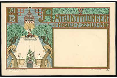 Amtsudstillingen i Haslev 1906. Tegnet kort signeret FR. A. Olsen / Chr. J. Cato u/no.