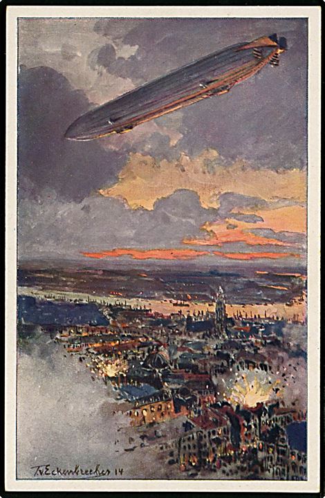 Themistokles von Eckenbrecher: Zeppelin luftskib over Antwerpen.