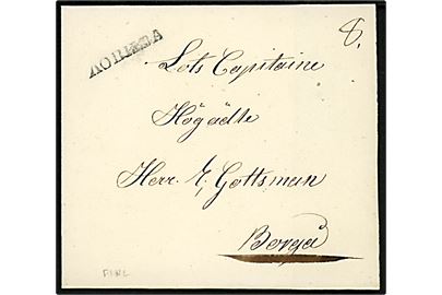 Francobrev fra ca. 1830'erne med kyrillisk liniestempel ЛОВИЗА (= Lovisa) til Borgå.