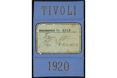 Tivoli Abonnementskort for 1920. Pris 15 kr. + Skat 3 kr.