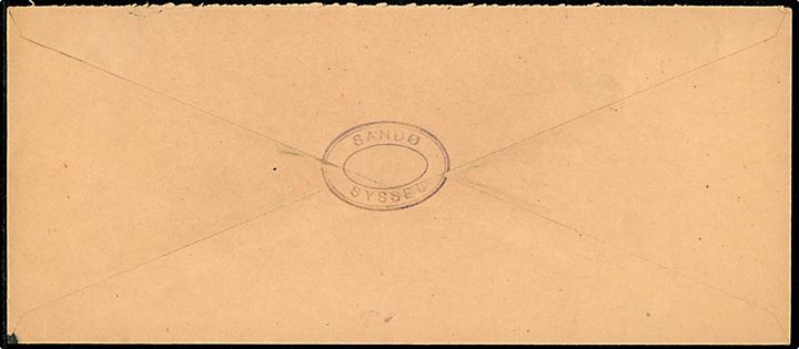 20/15 øre Provisorium på aflangt brev fra Sandø Syssel annulleret med udslebet stjernestempel SAND og sidestemplet Thorshavn d. 19.11.1940 til Færø Amt i Thorshavn.