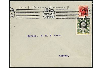 10 øre Fr. VIII og Julemærke 1909 på brev fra Kjøbenhavn d. 28.12.1909 til Assens.