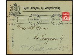 2 øre Bølgelinie single på lokal tryksag fra Højres Arbejder- og Vælgerforening i Kjøbenhavn d. 24.6.1914 - eftersendt.