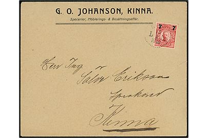 7/10 öre Provisorium single på lokalbrev i Kinna d. 18.8.1918.