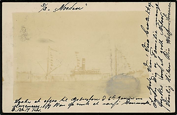 Norden, S/S, Dampskibsselskabet Norden. Sendt fra Vera Cruz, Mexico 1907 til Danmark. Fotokort u/no.