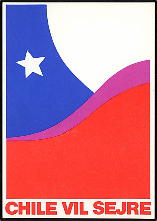 Chile vil sejre. Politisk kort fra Komiteen Salvador Allende / Chile Solidaritet.