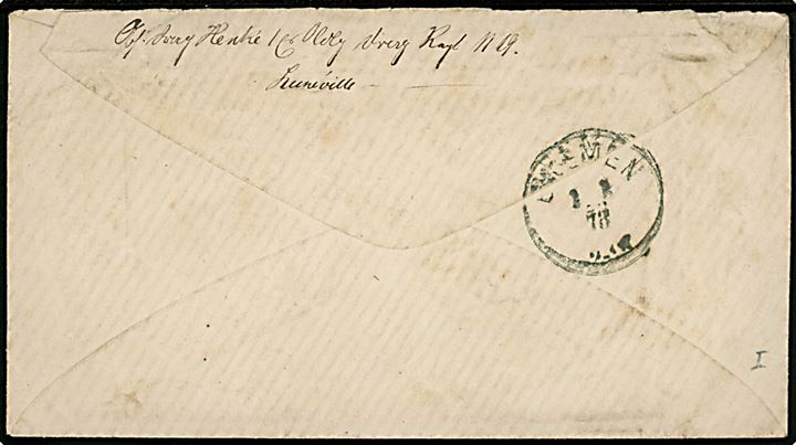 1870. Ufrankeret feltpostbrev fra Oldenburgisches Dragoner-Regiment Nr. 19 dateret i Luneville med stempel K:PR:FELDPOST-RELAIS II d. 30.12.1870 til Bremen.