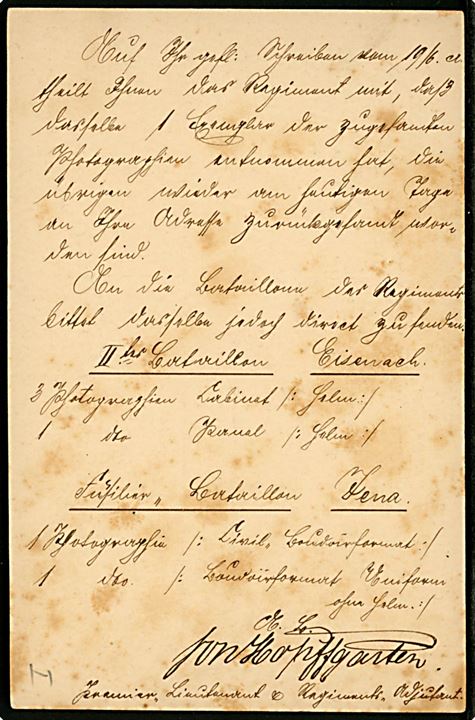 Udateret militaria brevkort med Briefstempel fra 5. Thüring. Inf. Rgt. No. 94 til Baden-Baden.