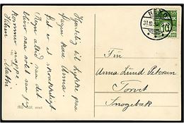 10 øre Bølgelinie på brevkort annulleret med brotype Ic Nexø d. 31.10.1930 til Snogebæk.