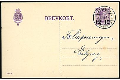 12/15 øre provisorisk helsagsbrevkort (fabr. 80-H) fra Ansager annulleret med godt bureau stempel Varde - Grindsted T.7 d. 4.6.1926 til Esbjerg.
