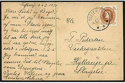 10 øre Chr. X 60 år på brevkort annulleret med brotype IIIb Tofterup d. 4.2.1931 til Slagelse.