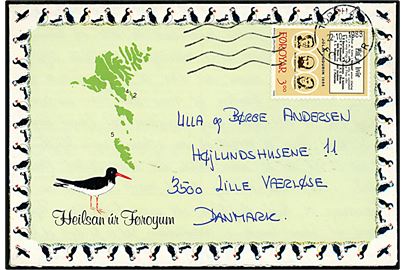 3 kr. Julemødet i Thorshavn på Heilsan úr Føroyum foto letter stemplet Thorshavn d. 22.10.1988 til Lille Værløse, Danmark.