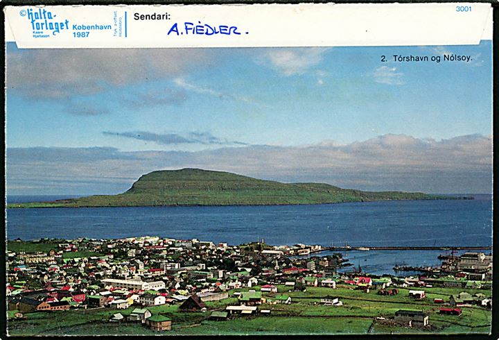 3 kr. Julemødet i Thorshavn på Heilsan úr Føroyum foto letter stemplet Thorshavn d. 22.10.1988 til Lille Værløse, Danmark.