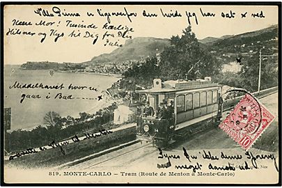 Monto Carlo med sporvognen no. 14 mellem Menton og Monte-Carlo. 