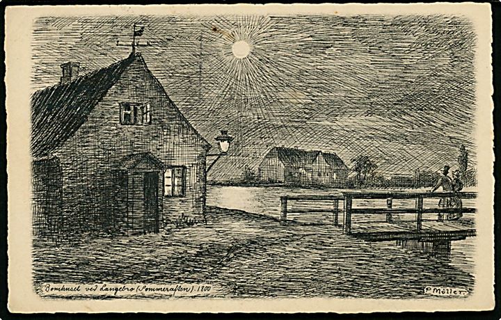 P. Møller: Bomhuset ved Langebro en sommeraften 1800. A. Vincent u/no.