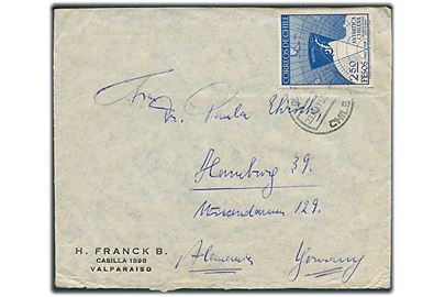 2,50 p. Antarktisk Territorium single på brev fra Valparaiso d. 23.5.1956 til Hamburg, Tyskland.