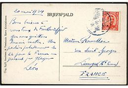 25 aur Chr. X på brevkort (Reykjavik anno 1820) annulleret med svagt stempel d. 24.5.1924 til Limoges, Frankrig.