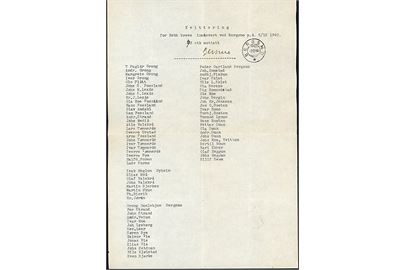 Kvittering for anbefalede breve indleveret ved Bergsmo poståbneri d. 5.12.1940 - i alt 73 stk.